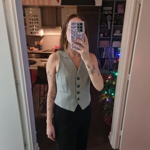 Gray Tailored Button-Front Women's Vest